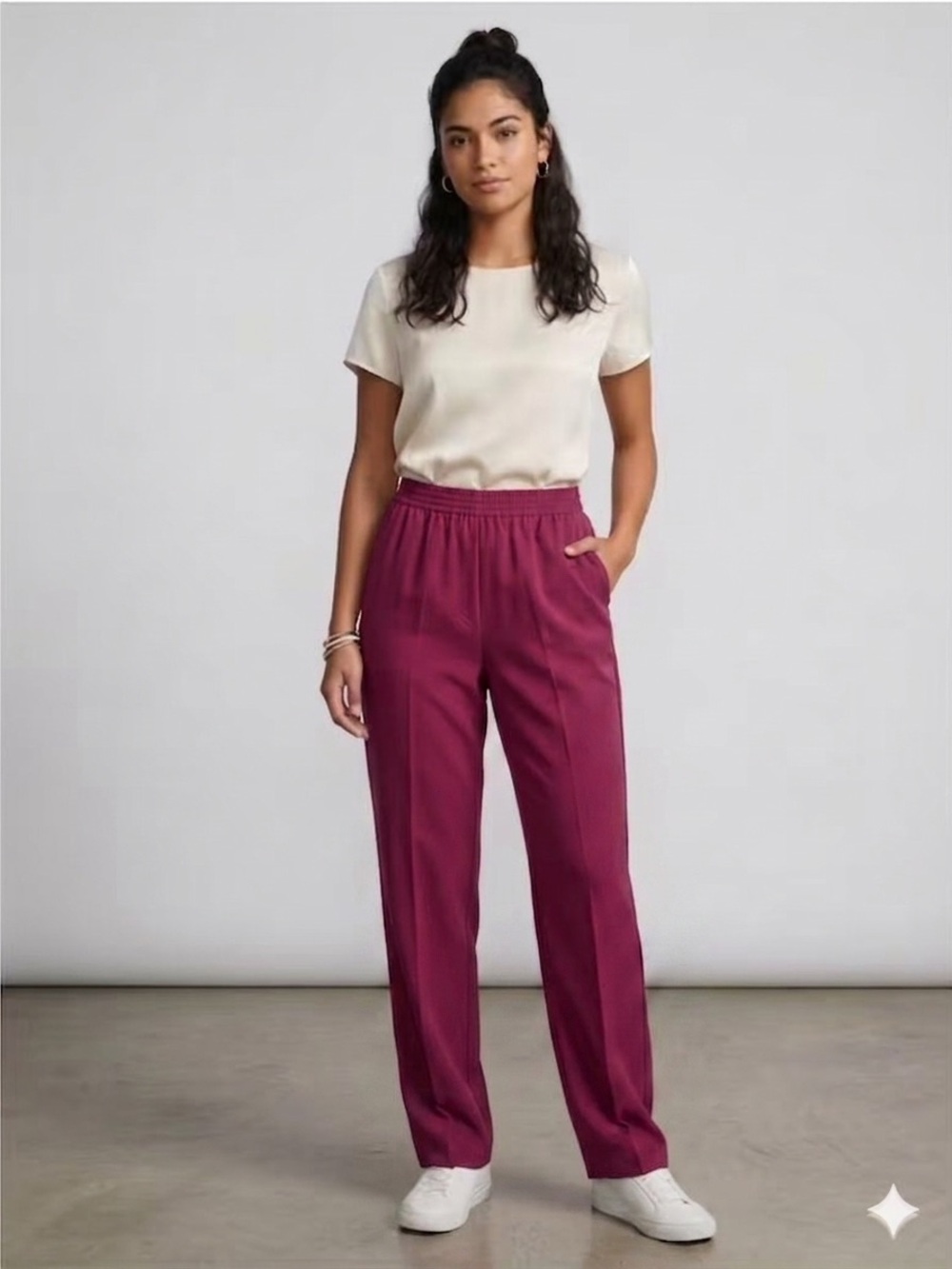 Bon Worth Fuchsia Elastic Waist Pants